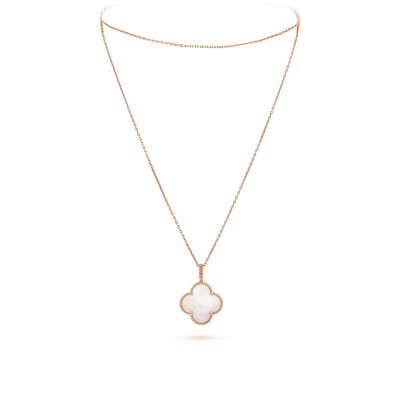 VAN CLEEF ARPELS MAGIC ALHAMBRA LONG NECKLACE, 1 MOTIF - ROSE GOLD, MOTHER-OF-PEARL